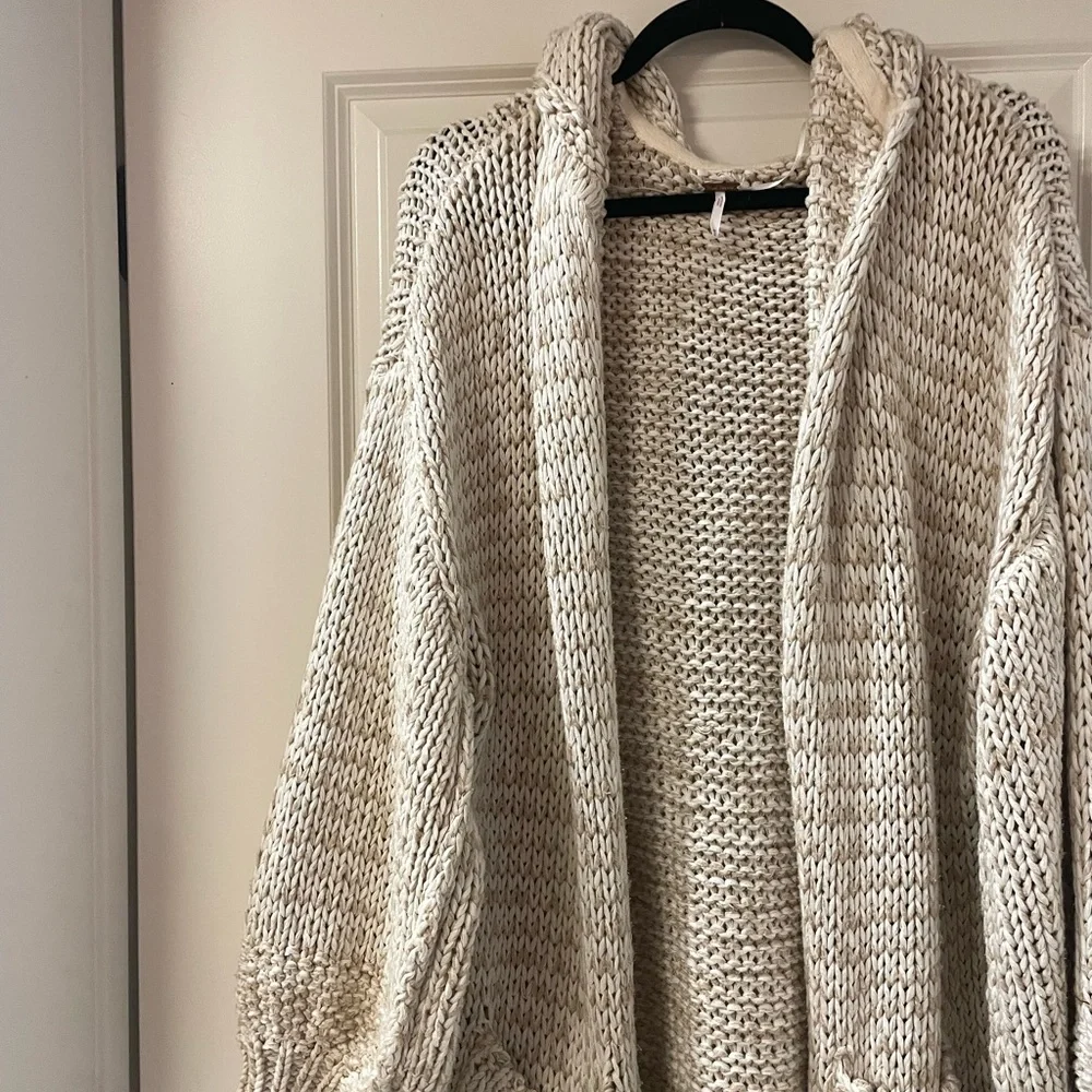 Free People Cream Hooded Cardigan - Picture 3 of 5